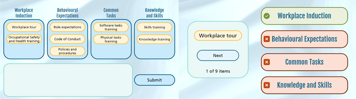 Example of accessibility changes to an activity in the Creative Ark e-learning portfolio module.